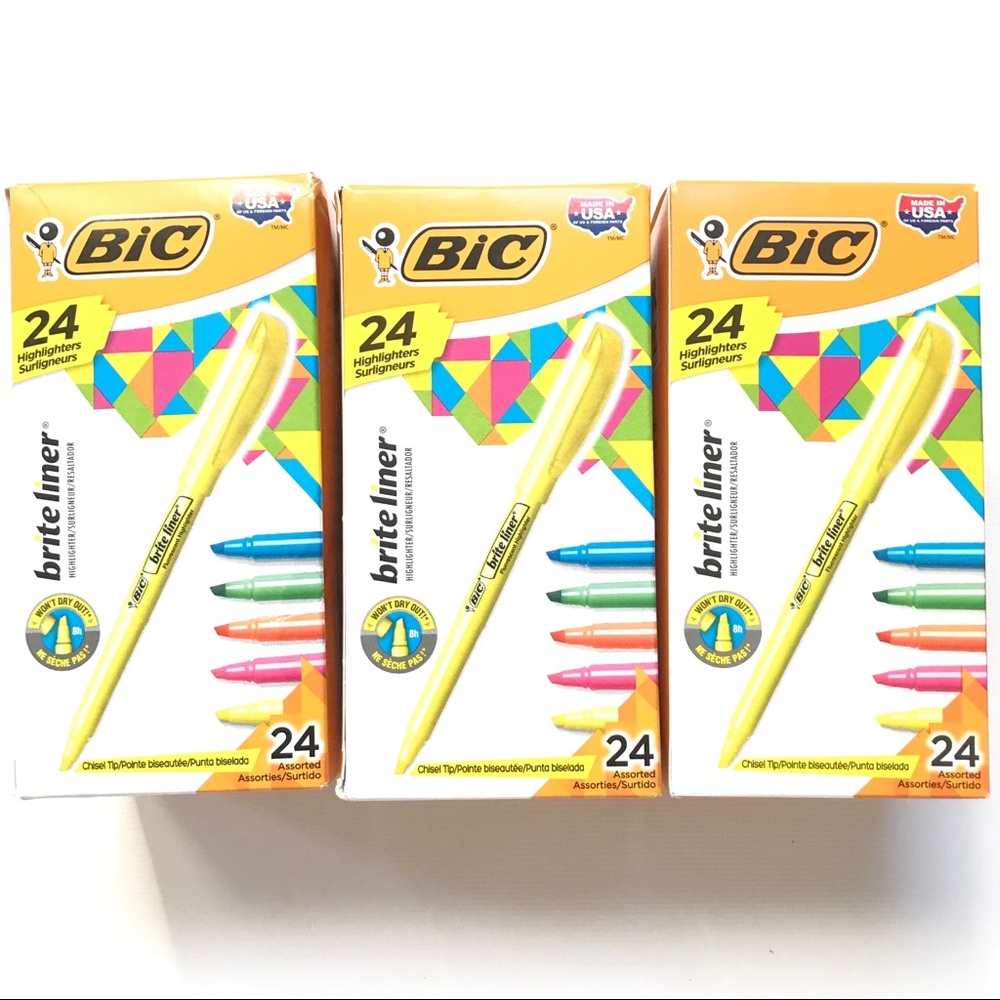 Bic Highlighter Pen New Pack Box Assorted Colors